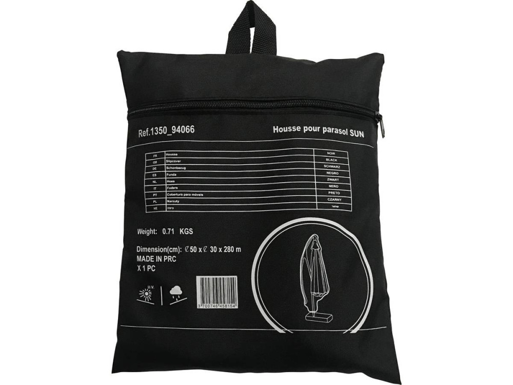 Parasol jardin déporté Alu "Sun 4" - Rectangle - 3 x 4 m + Housse de protection - Gris