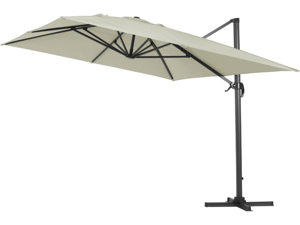 Parasol jardin déporté Alu "Sun 4" - Rectangle - 3 x 4 m + Housse de protection - Ecru