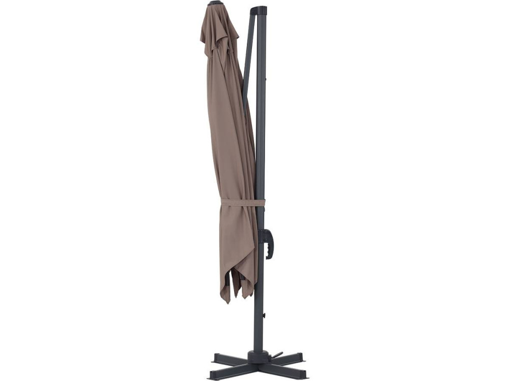 Parasol jardin déporté Alu "Sun 3" - Carré - 3 x 3 m - Taupe + housse de protection