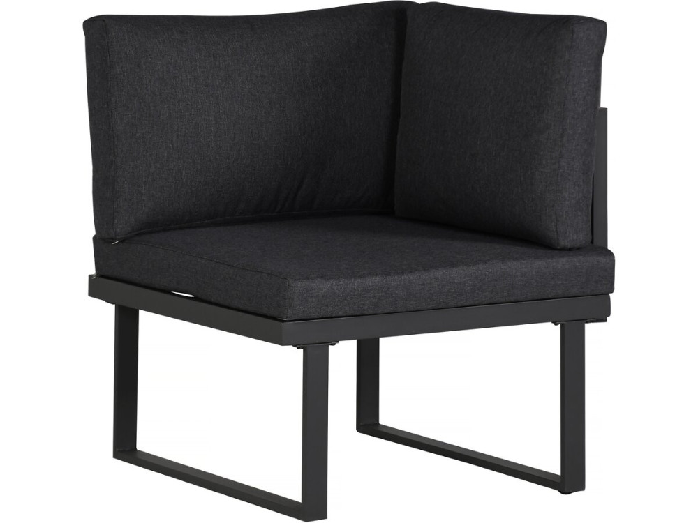 Salon de jardin canapé d'angle décor imitation bois "Fiora" - 5 places - Gris