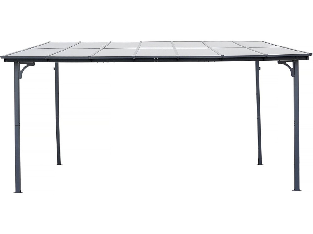 Pergola tonnelle adossée "Marvin" - 4 x 3 m - 423 x 298 x 243 cm - Gris foncé