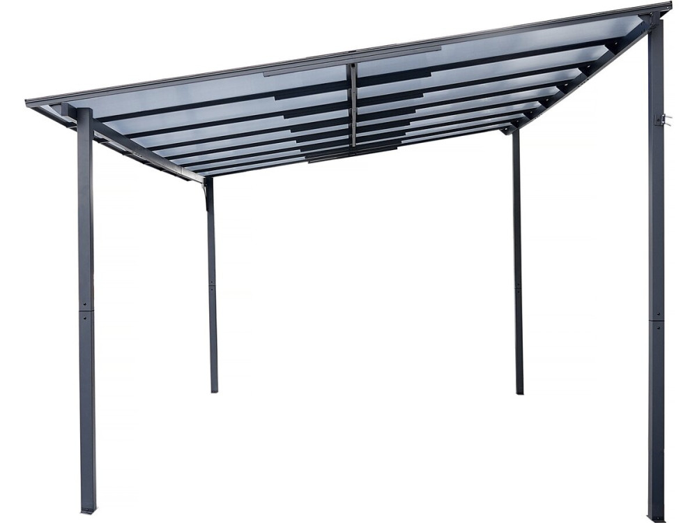 Pergola tonnelle adossée "Marvin" - 4 x 3 m - 423 x 298 x 243 cm - Gris foncé