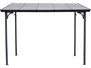 Pergola tonnelle adossée "Marvin" - 3 x 3 m - 304 x 298 x 243 cm - Gris foncé