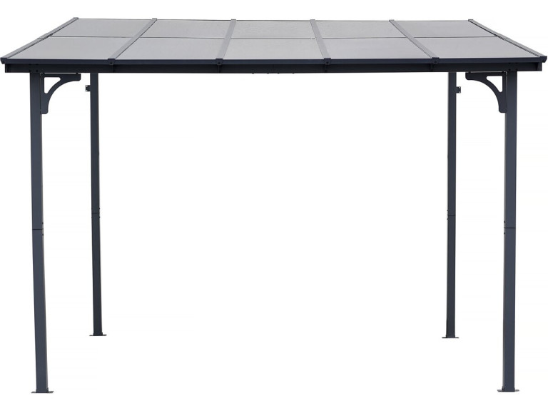 Pergola tonnelle adossée "Marvin" - 3 x 3 m - 304 x 298 x 243 cm - Gris foncé