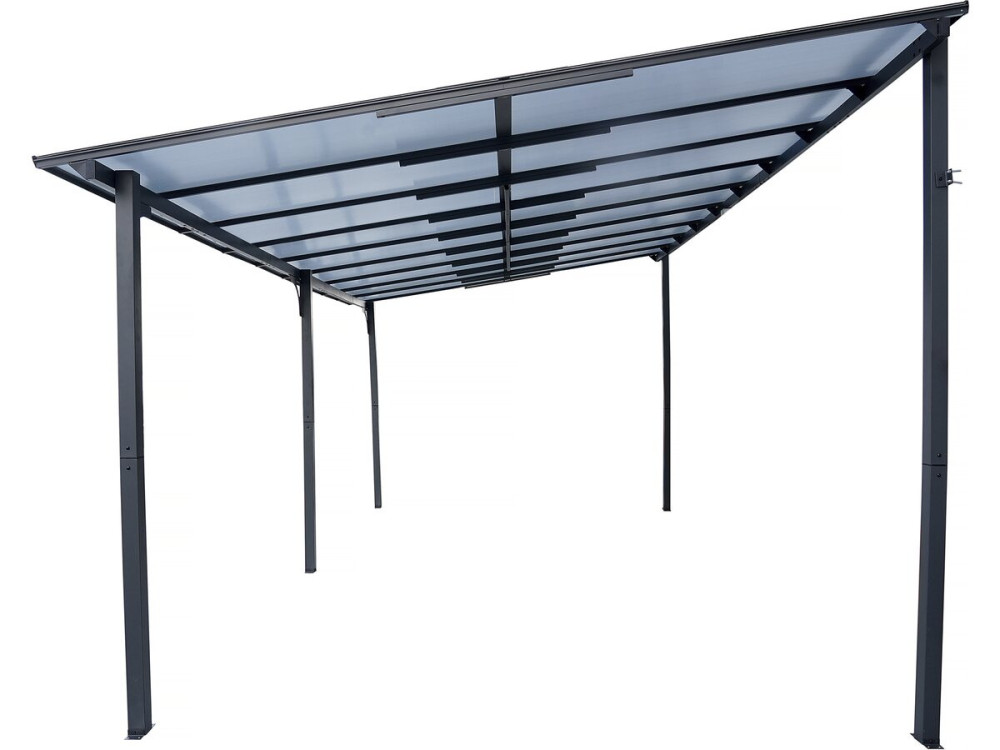 Pergola tonnelle adossée "Marvin" - 5.5 x 3 m - 545 x 298 x 243 cm - Gris foncé