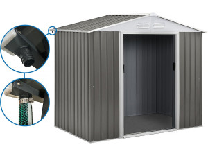 Abri jardin métal "Dallas"- 2.71m² avec gouttières - Taupe
