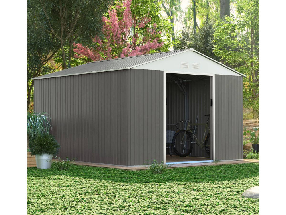 Abri de jardin métal "Dallas" - 12.99 m² - Taupe