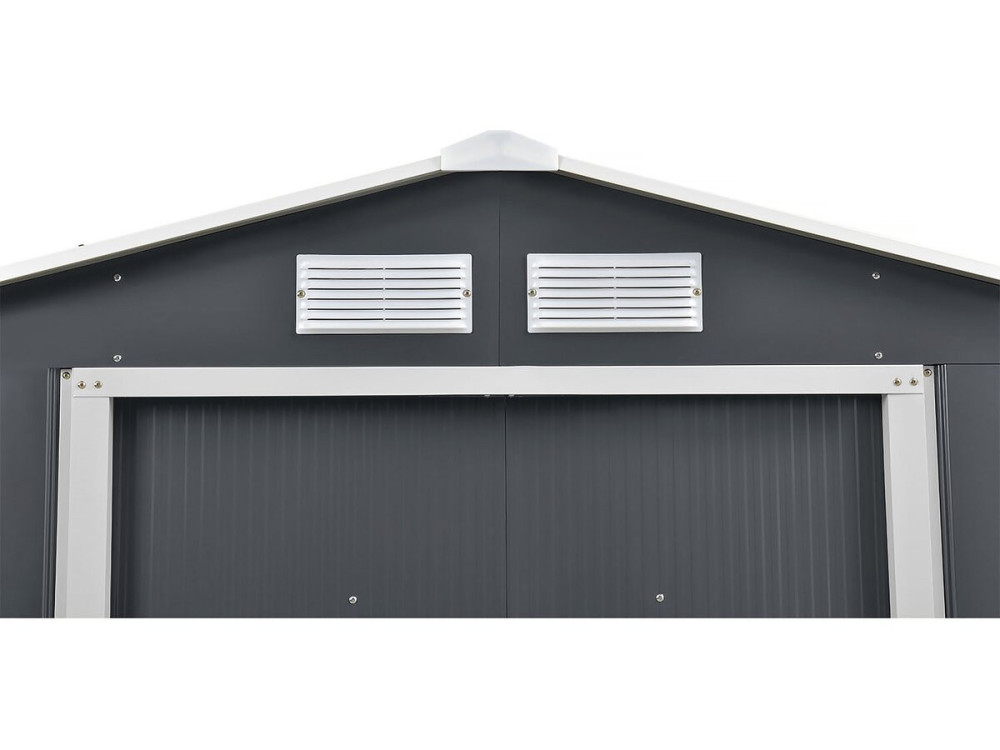 Abri de jardin métal- "Vegas"- 2,7 m² avec gouttière et récupérateur d'eau - Gris