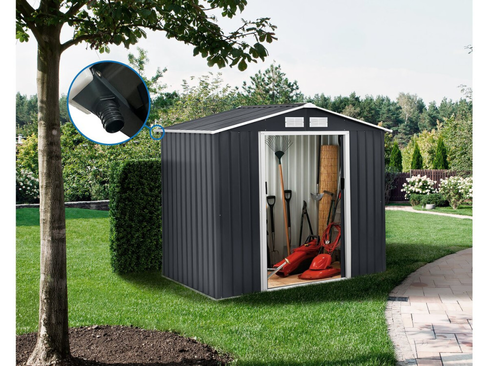 Abri de jardin en métal - "Vegas" - 4.07 m² avec gouttière