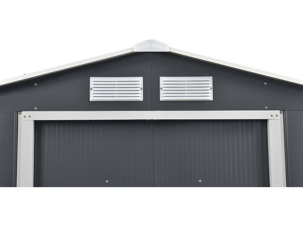 Abri de jardin métal - "Vegas" - 7,06 m² avec gouttière - Gris