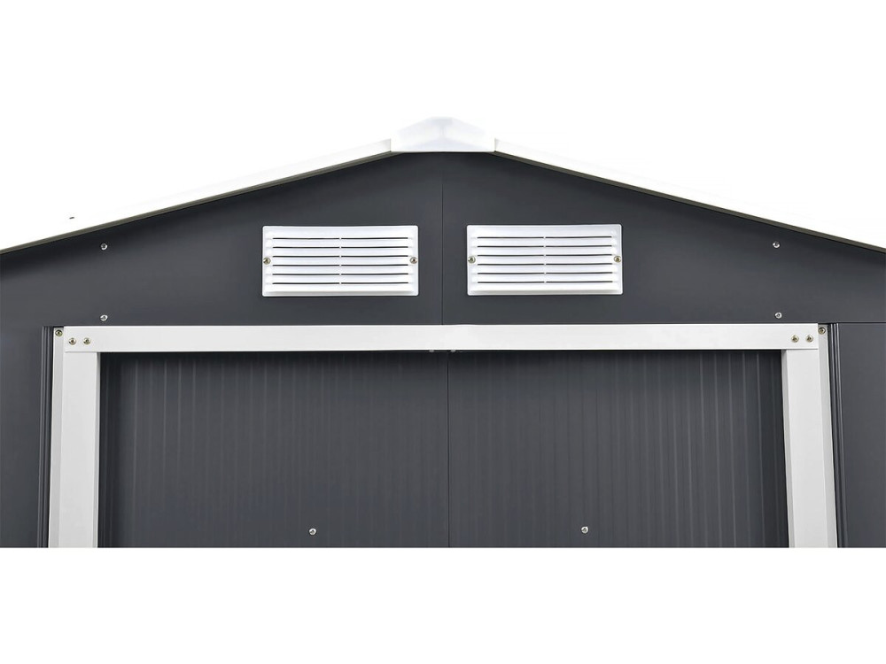 Abri de jardin métal - "Vegas" - 12.98 m² avec panneaux solaires - Gris