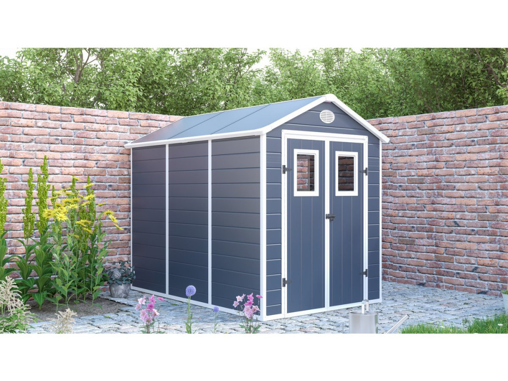 Abri de jardin résine "Texas" - 5.23 m² - kit d'ancrage inclus  - Anthracite