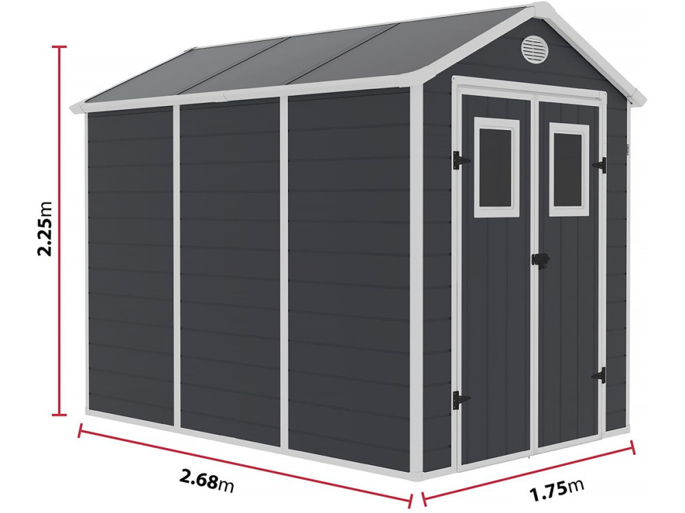 Abri de jardin résine "Texas" - 5.23 m² - kit d'ancrage inclus  - Anthracite