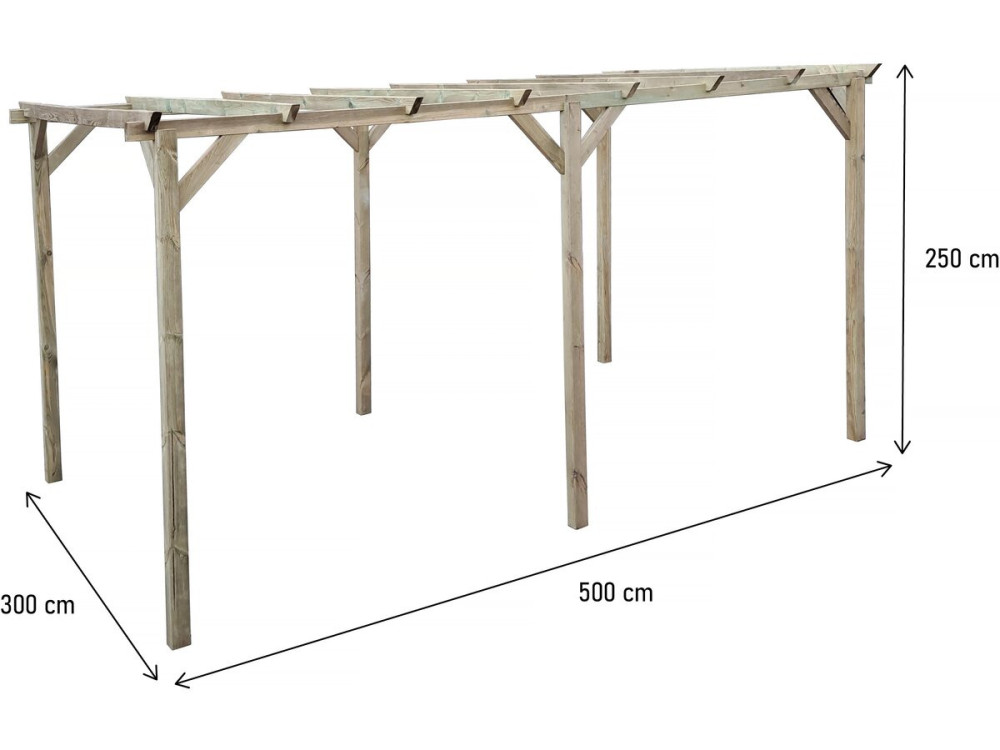 Carport voiture en bois "Solar II" 3 x 5 x 2.4