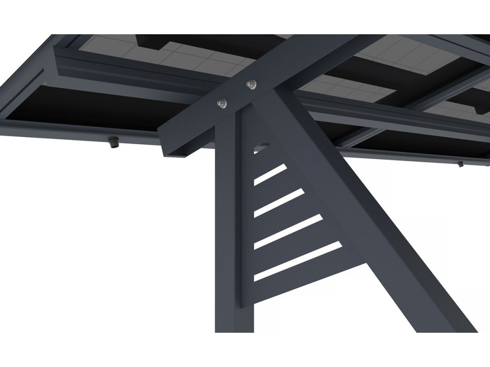 Ombrière Carport solaire avec panneaux photovoltaïques - 366 x 575 x 366 cm - Gris - 4,1 kW