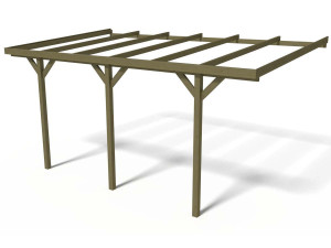 Carport bois adossé voiture "Solar 2" - 300 x 454 x 245 cm