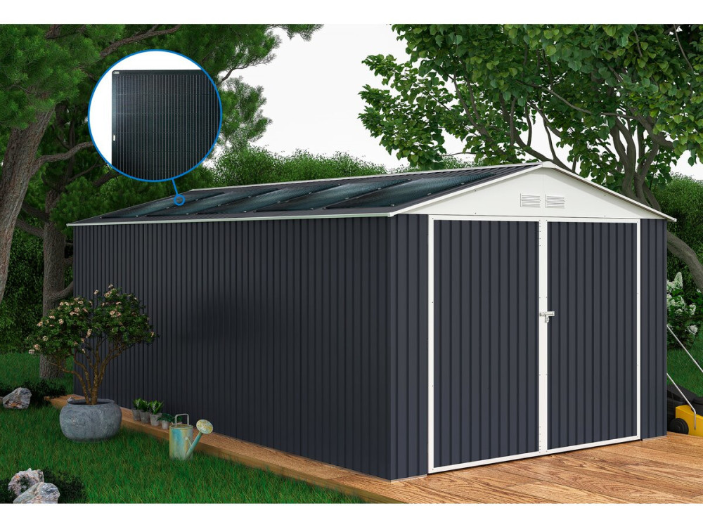 Garage métal " Houston" - 15,36 m² Avec panneau solaire - Anthracite