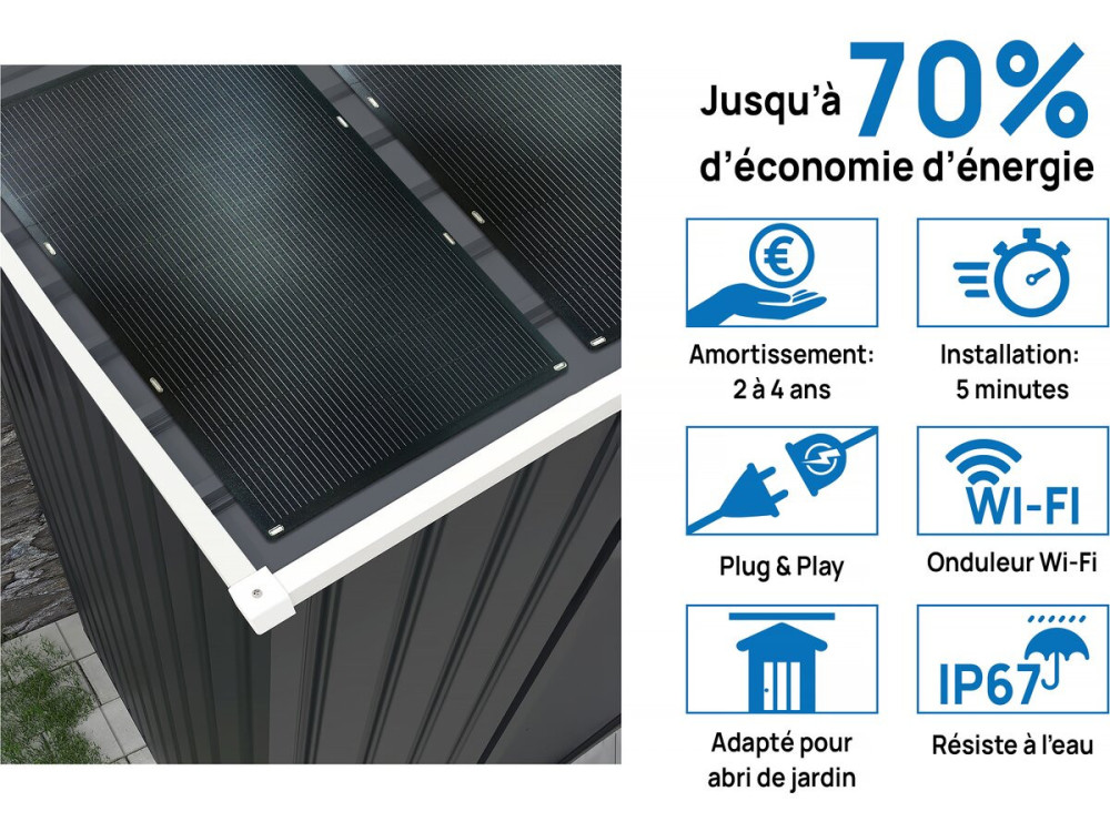 Garage métal " Houston" - 15,36 m² Avec panneau solaire - Anthracite