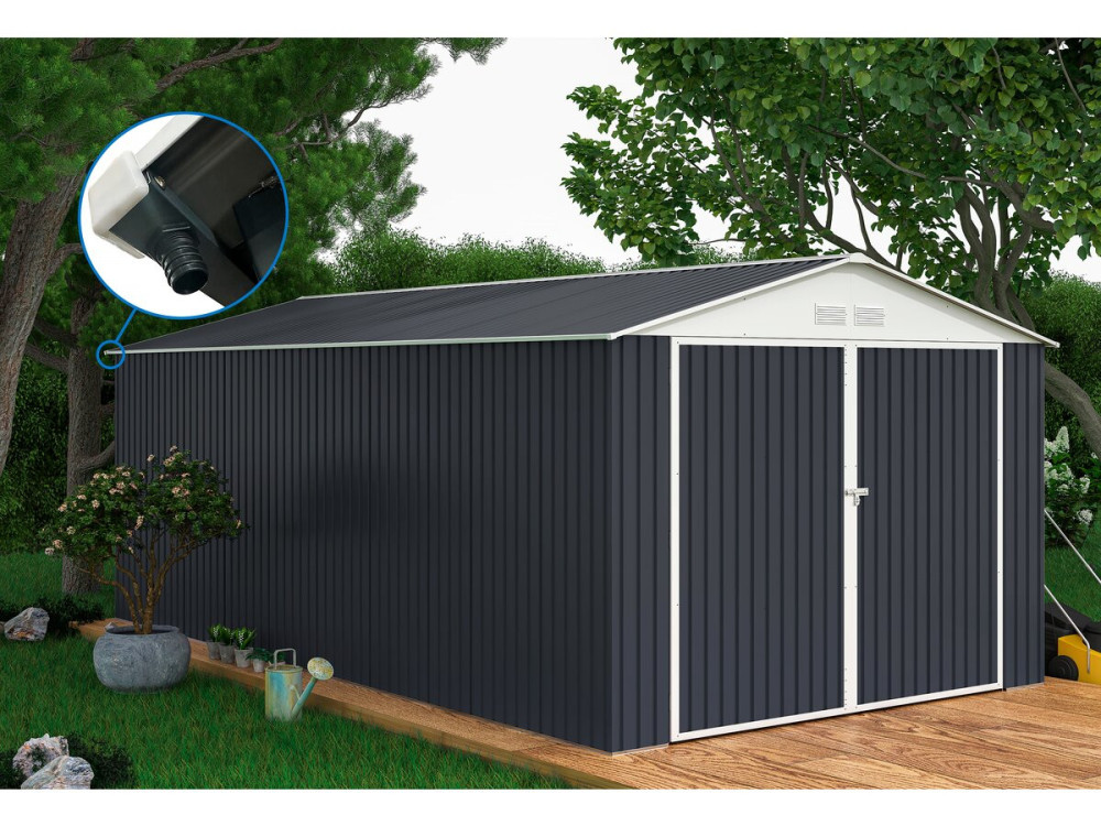 Garage métal  " Houston" - 18,56m² avec gouttière - Anthracite