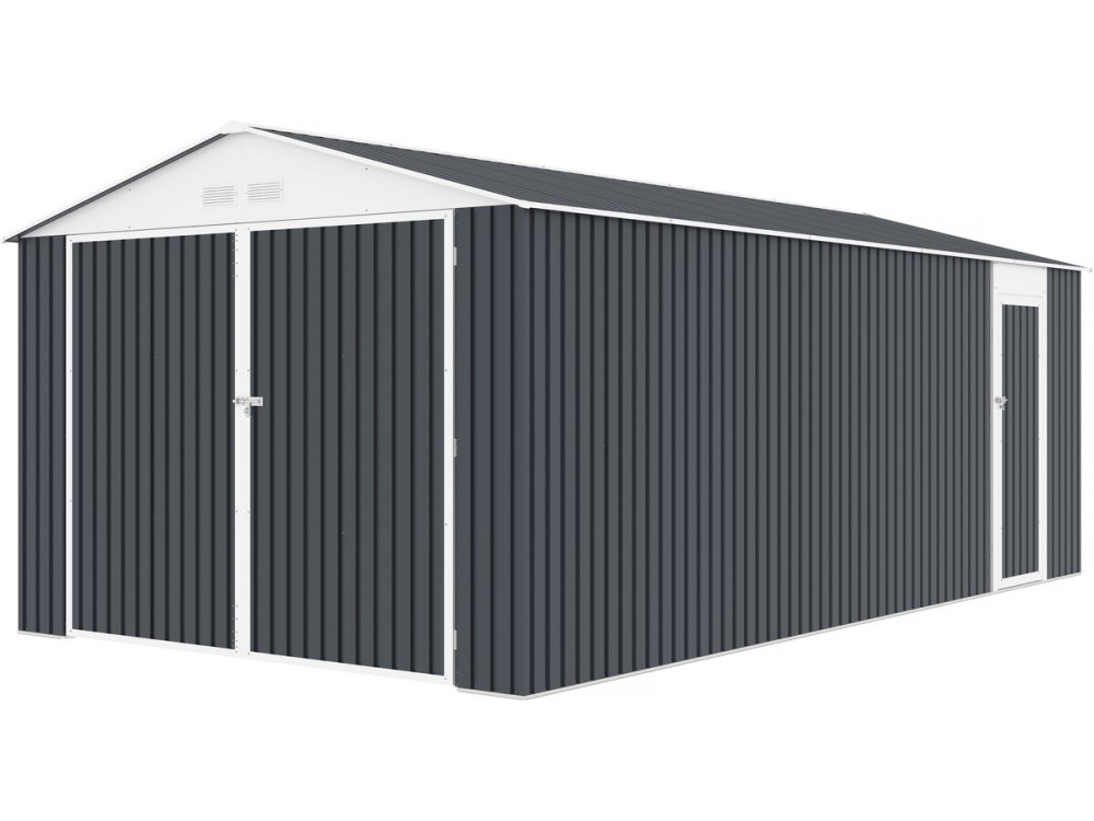 Garage métal  " Houston" - 18,56m² avec gouttière - Anthracite
