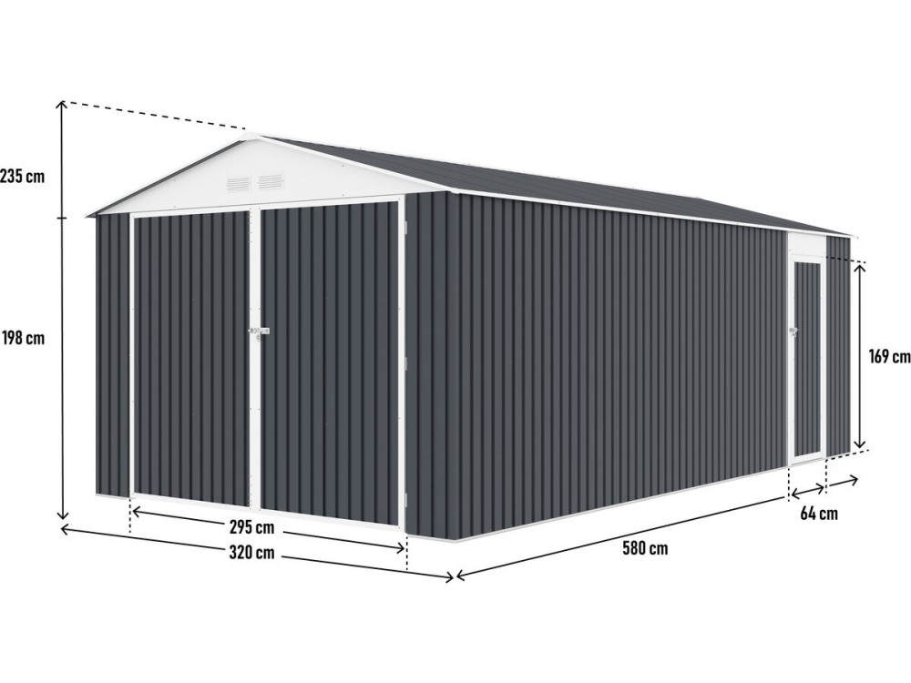 Garage en métal "Houston" 18,56m²  - Anthracite