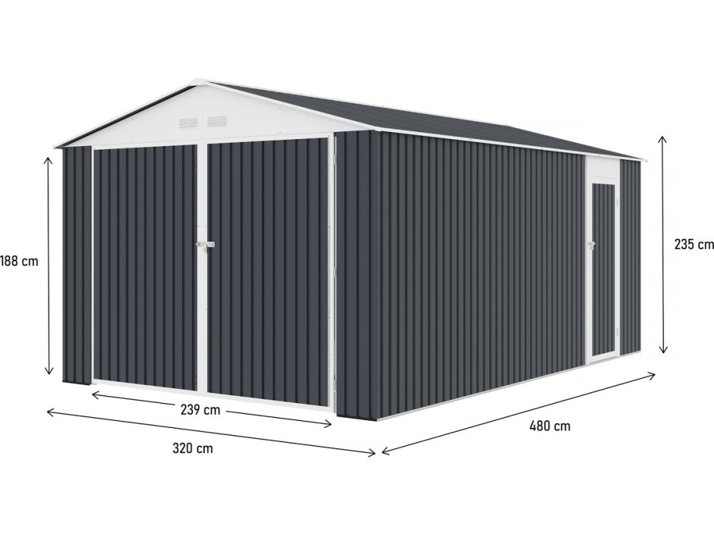 Garage métal "Houston" 15,36 m² - Anthracite