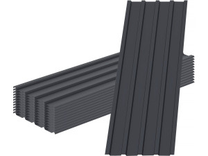 Lot de 12 tôles de bardage en acier galvanisé "Atlanta" - 129 x 42 cm - Gris