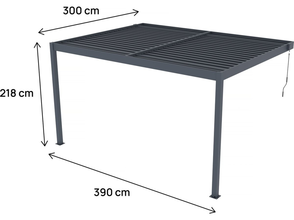 Pergola adossée en aluminium "Windsor" - Gris anthracite - 3 x 4 m