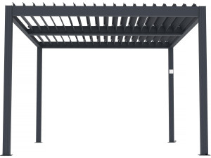 Pergola bioclimatique motorisé avec led "Windsor" en aluminium 3 x 4 - Gris