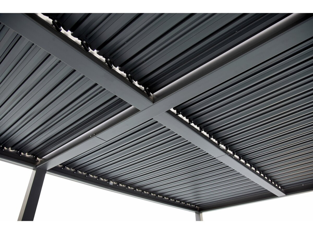 Pergola bioclimatique autoportante en aluminium "Kensington" - 3 x 6 m - Gris