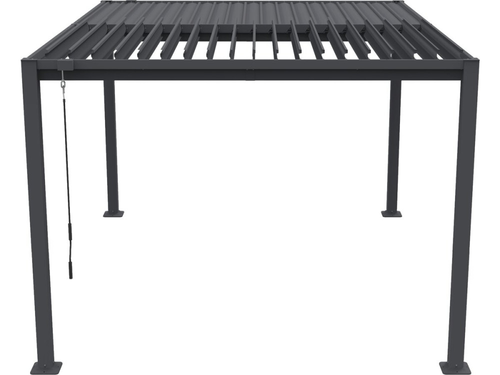Pergola bioclimatique avec rideau et moustiquaire "Howard" - 3 x 4 m - Gris
