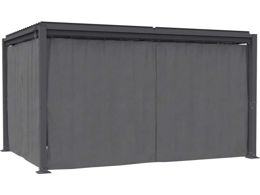 Pergola bioclimatique avec rideau et moustiquaire "Howard" - 3 x 4 m - Gris
