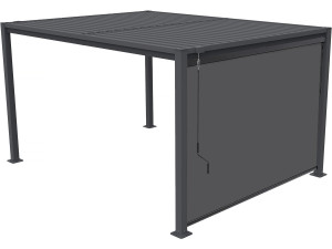 Pergola bioclimatique avec store en acier galvanisé "Howard" - 3 x 4 m - Gris