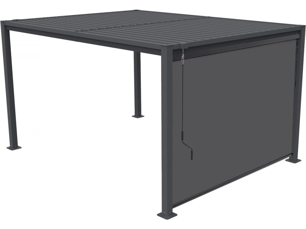 Pergola bioclimatique avec store en acier galvanisé "Howard" - 3 x 4 m - Gris
