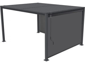 Pergola bioclimatique avec 2 stores en acier galvanisé "Howard" - 3 x 4 m - Gris
