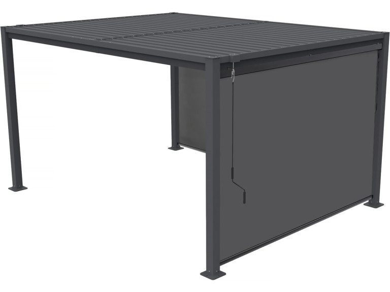 Pergola bioclimatique avec 2 stores en acier galvanisé "Howard" - 3 x 4 m - Gris