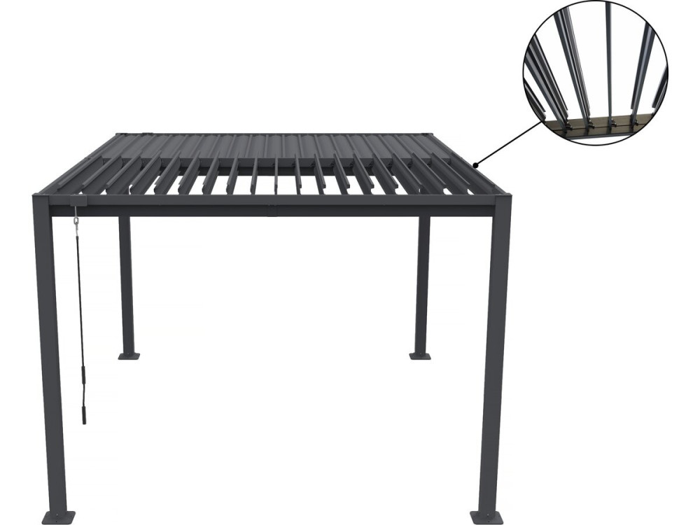 Pergola bioclimatique avec 2 stores en acier galvanisé "Howard" - 3 x 4 m - Gris