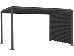 Pergola bioclimatique avec 3 persiennes en acier galvanisé "Howard" - 3 x 4 m - Gris