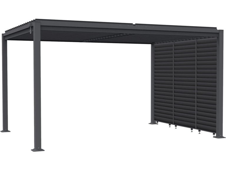 Pergola bioclimatique avec 3 persiennes en acier galvanisé "Howard" - 3 x 4 m - Gris