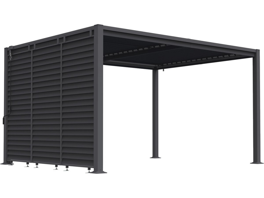 Pergola bioclimatique avec 3 persiennes en acier galvanisé "Howard" - 3 x 4 m - Gris
