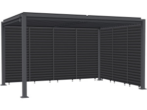 Pergola bioclimatique avec 7 persiennes en acier galvanisé "Howard" - 3 x 4 m - Gris