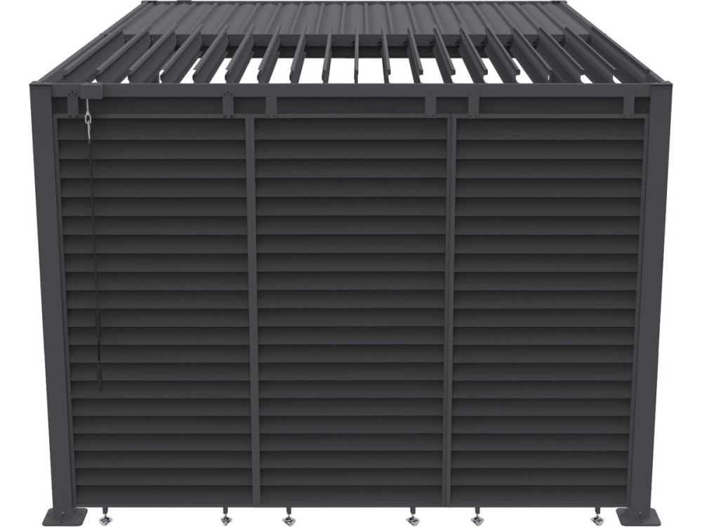 Pergola bioclimatique avec 7 persiennes en acier galvanisé "Howard" - 3 x 4 m - Gris