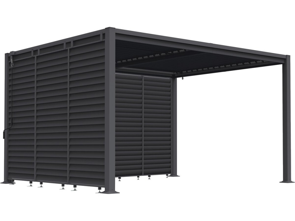 Pergola bioclimatique avec 7 persiennes en acier galvanisé "Howard" - 3 x 4 m - Gris
