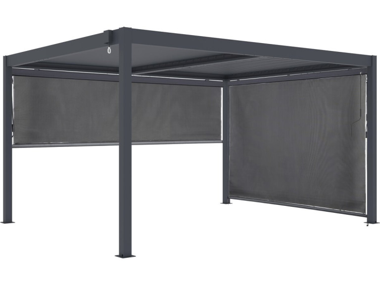 Pergola bioclimatique avec 2 stores en aluminium "Windsor" - 3 x 4 m - Gris