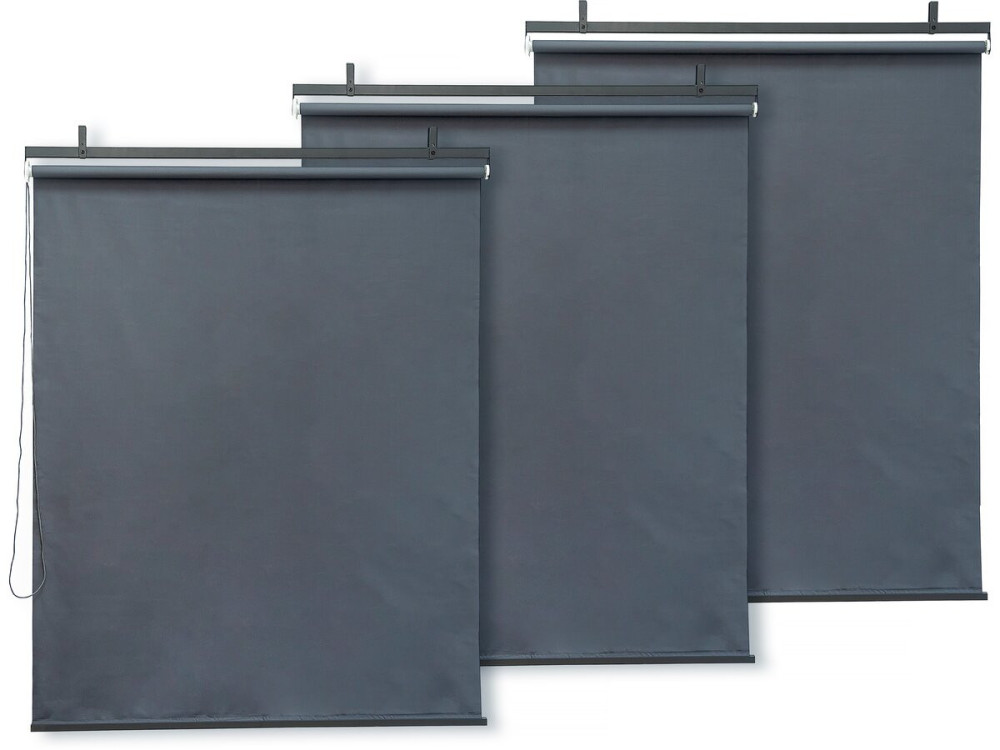 Lot de 3 stores rétractables pergola - 124 x 225 cm - Gris anthracite