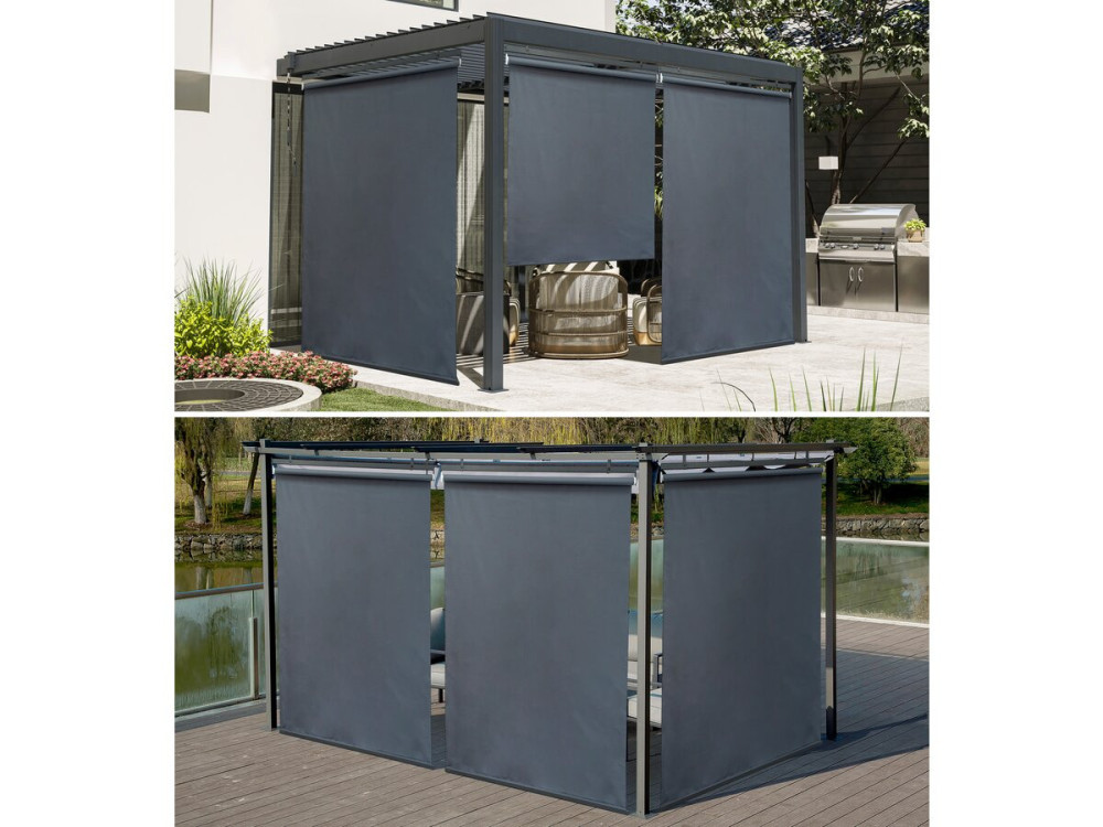 Lot de 3 stores rétractables pergola - 124 x 225 cm - Gris anthracite