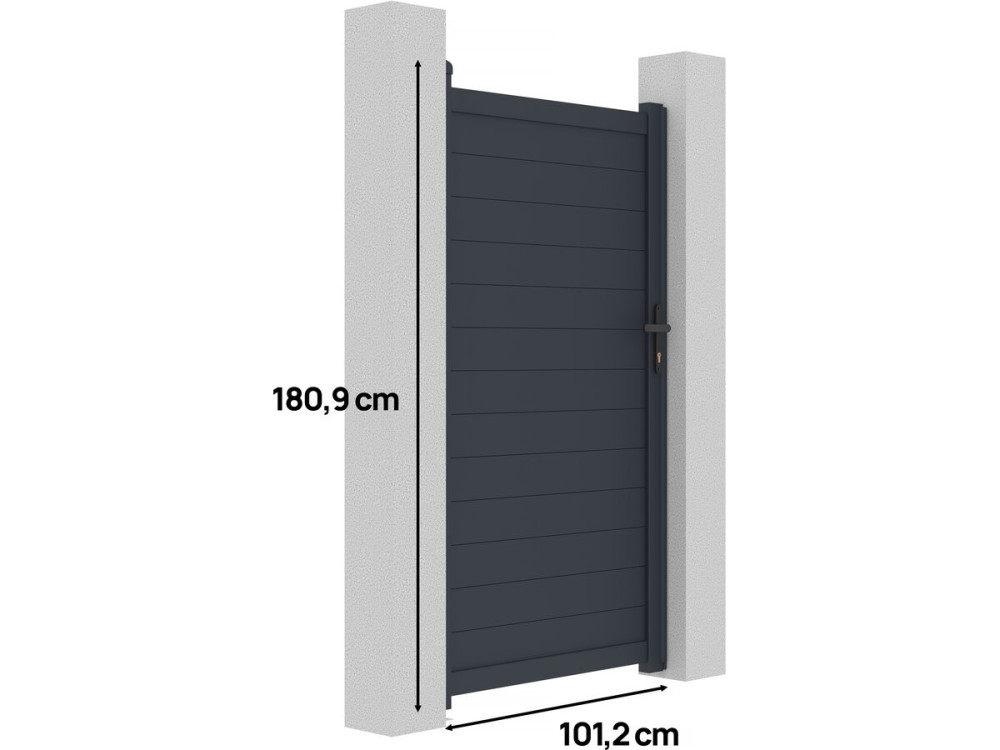Portillon aluminium "Marc" - 101.2 x 180.9 cm - Gris
