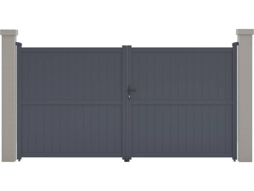 Portail aluminium "Maurice" - 349.5 x 180.9 cm - Gris