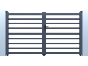 Portail aluminium ajouré "Martin" - 340 x 180 cm - Gris