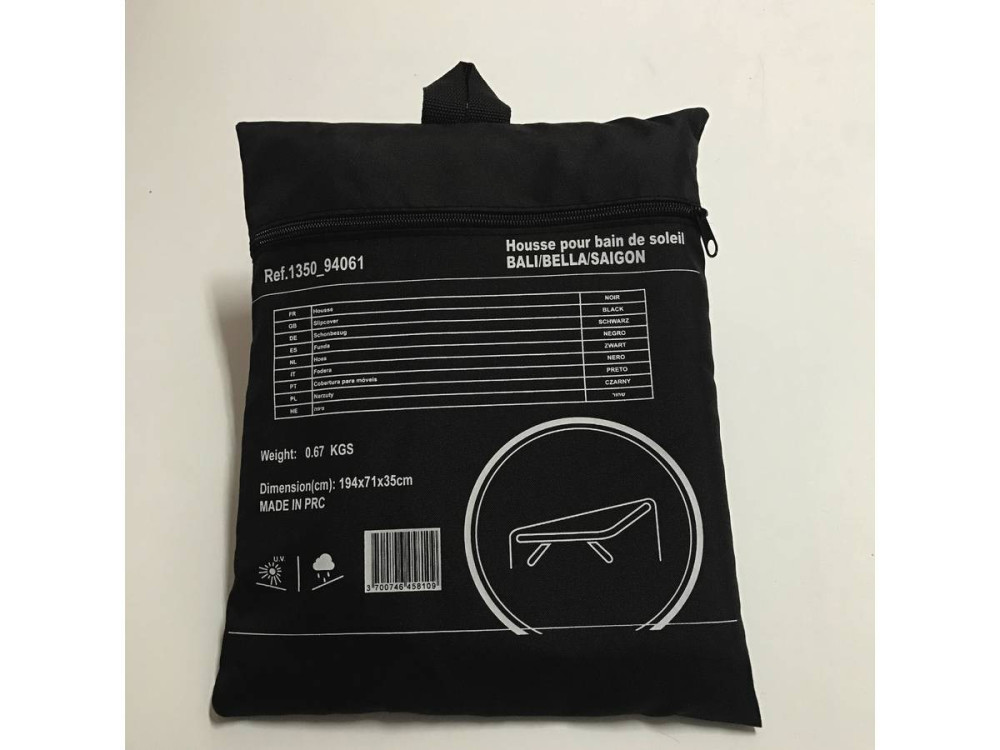 Housse de protection pour bain de soleil - 194 x 71 x 35 cm - Noir